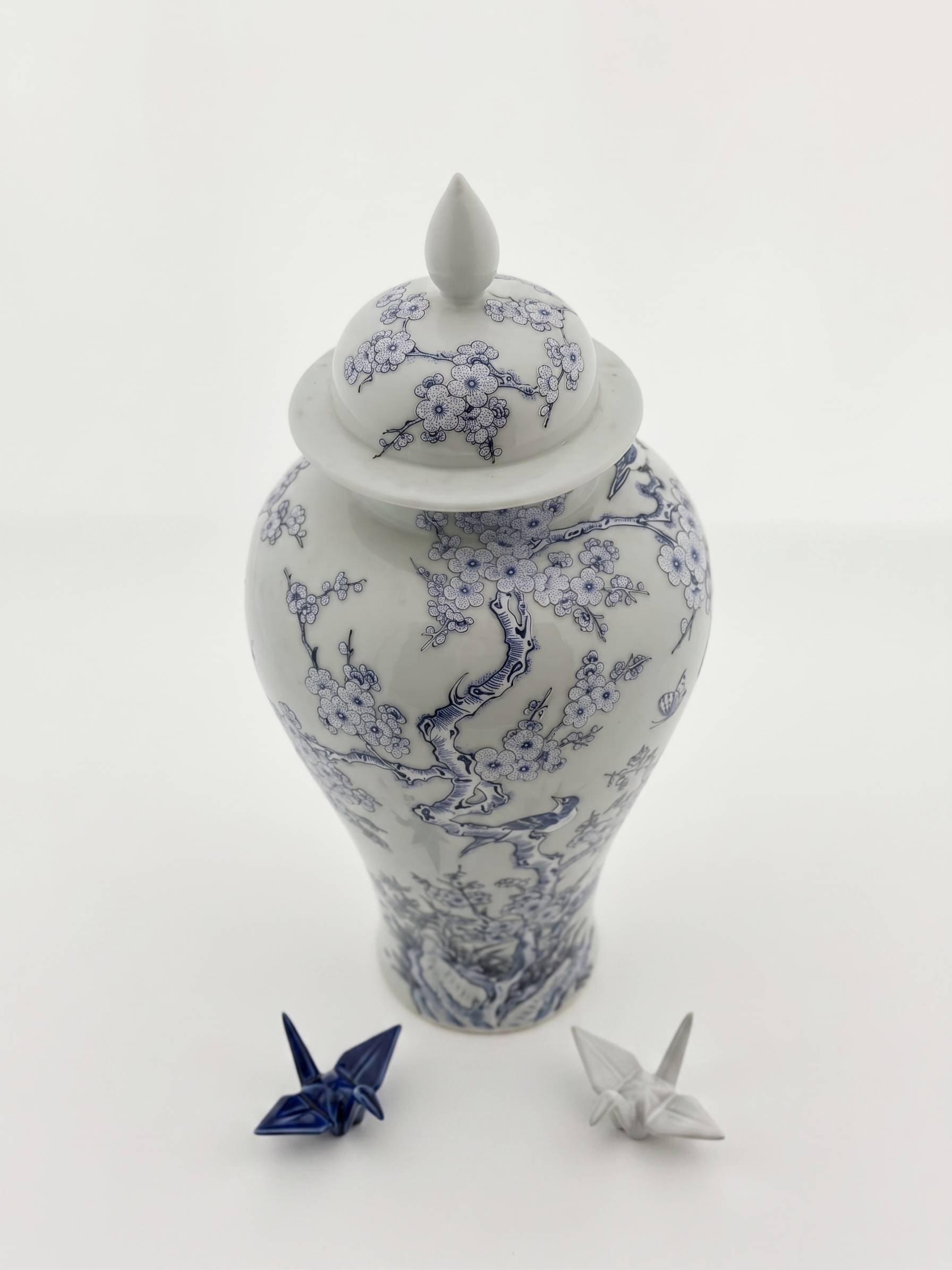 Urn - Bloesemprint witblauw rememberme webshop